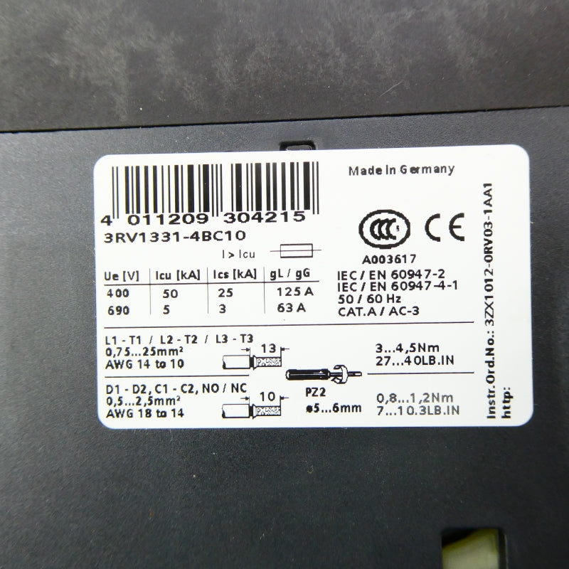 SIEMENS 3RV1331-4BC10 690V 20/260A NSNP