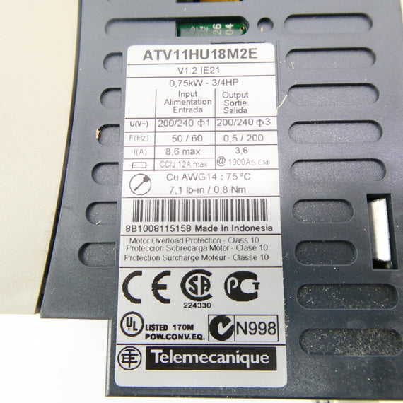 TELEMECANIQUE ATV11HU18M2E 200/240V 8.6A NSMP