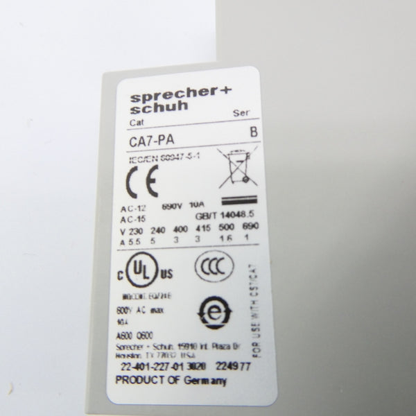 SPRECHER+SCHUH CA7-PA-01 SER. B 600VAC 10A (PKG OF 10) NSMP