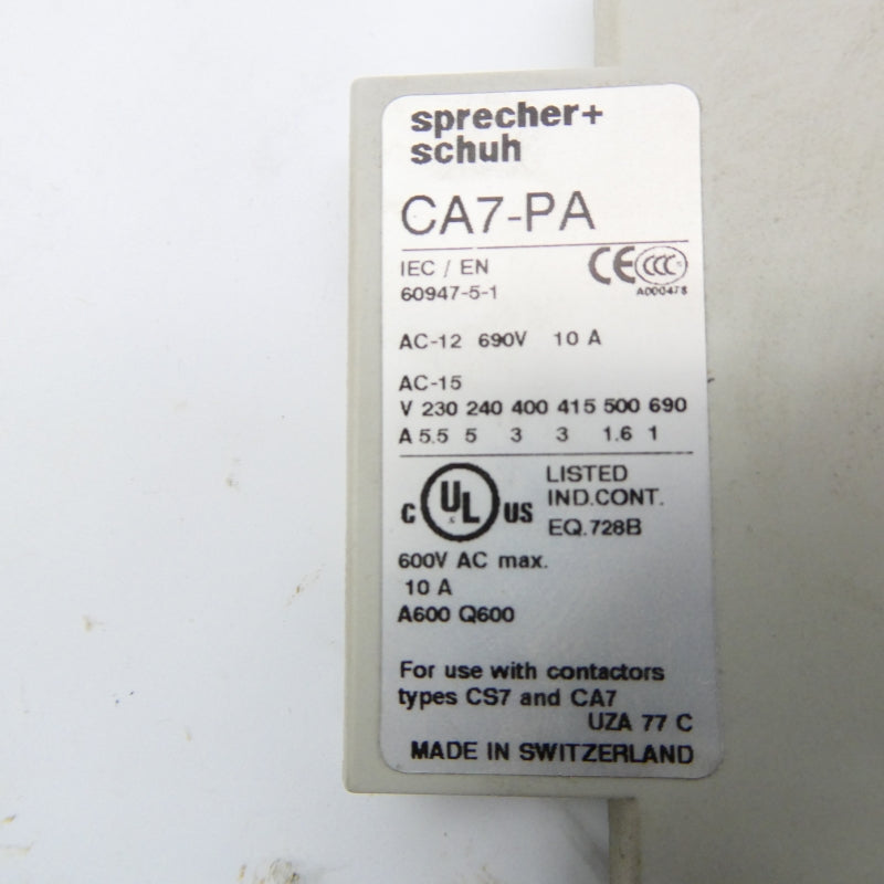 SPRECHER+SCHUH CA7-PA-10 SER. B 600VAC 10A NSMP