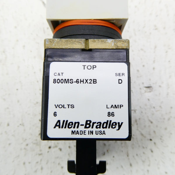 ALLEN BRADLEY 800MS-6HX2B SER. D 6V (AS PICTURED) (WH) NSMP
