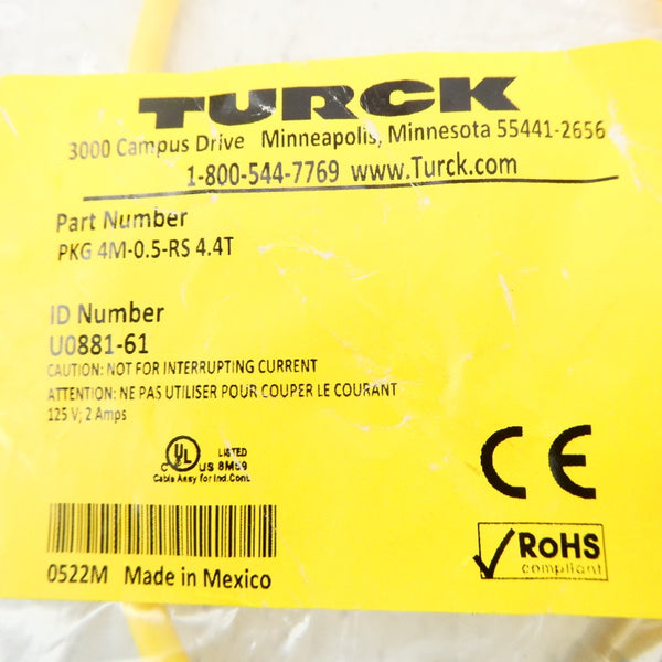 TURCK PKG4M-0.5-RS4.4T U0881-61 125V 2A NSMP