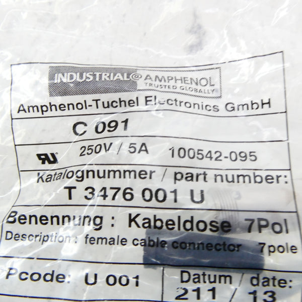AMPHENOL T3476001U C091 250V 5A NSMP