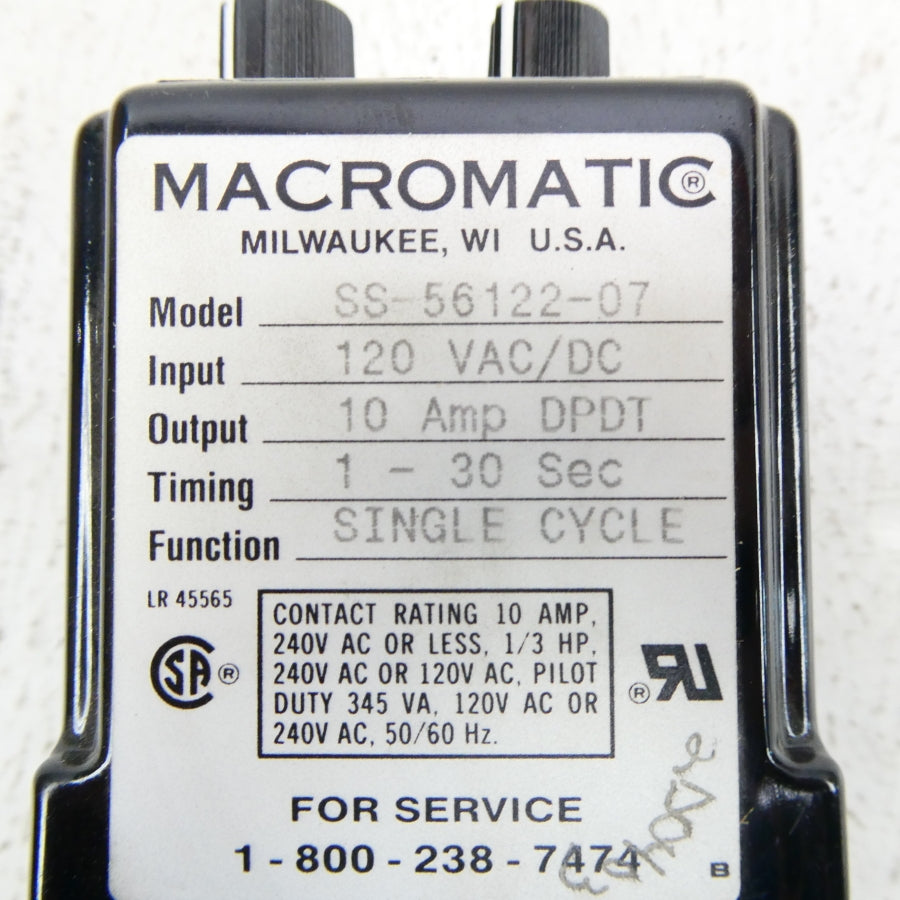 MACROMATIC SS-56122-07 120VAC/DC 10A 1-30S NSNP