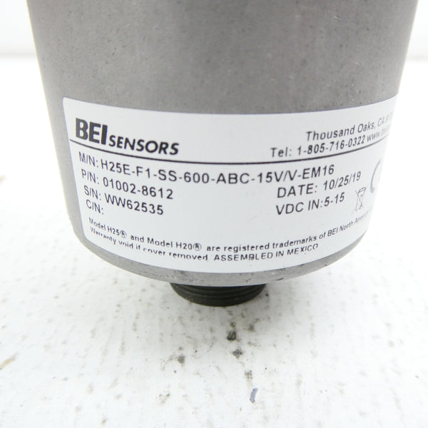 BEI SENSORS H25E-F1-SS-600-ABC-15V/V-EM16 01002-8612 5-15VDC NSNP
