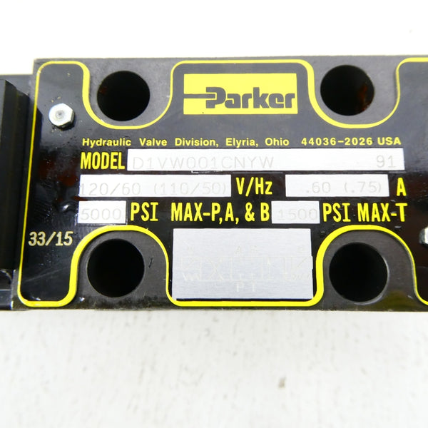 PARKER D1VW001CNYW91 110/120V .60/.75A 5000PSI NSMP