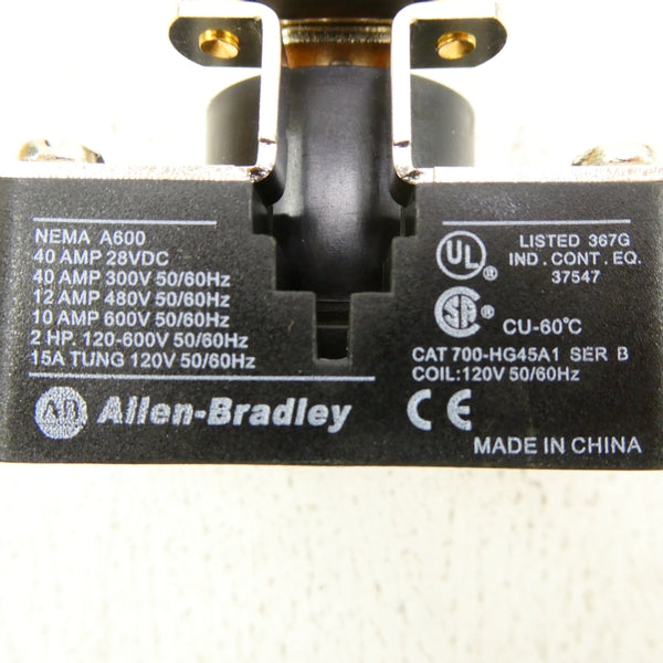 ALLEN BRADLEY 700-HG45A1 SER. B 120V (WH) NSMP