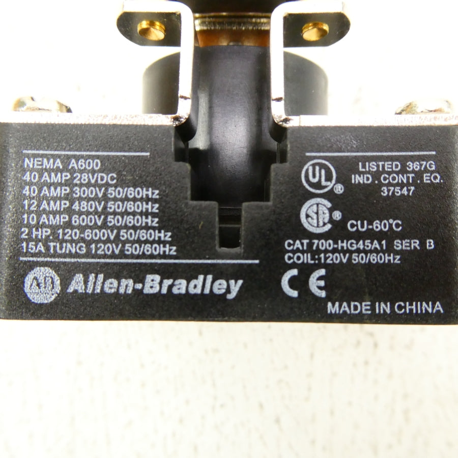 ALLEN BRADLEY 700-HG45A1 SER. B 120V (WH) NSMP