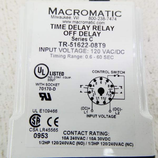MACROMATIC TR-51622-08T9 120VAC/DC 0.6-60S NSMP
