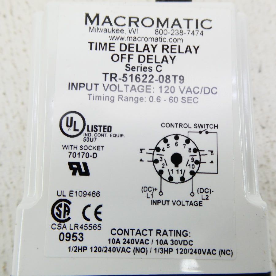 MACROMATIC TR-51622-08T9 120VAC/DC 0.6-60S NSMP