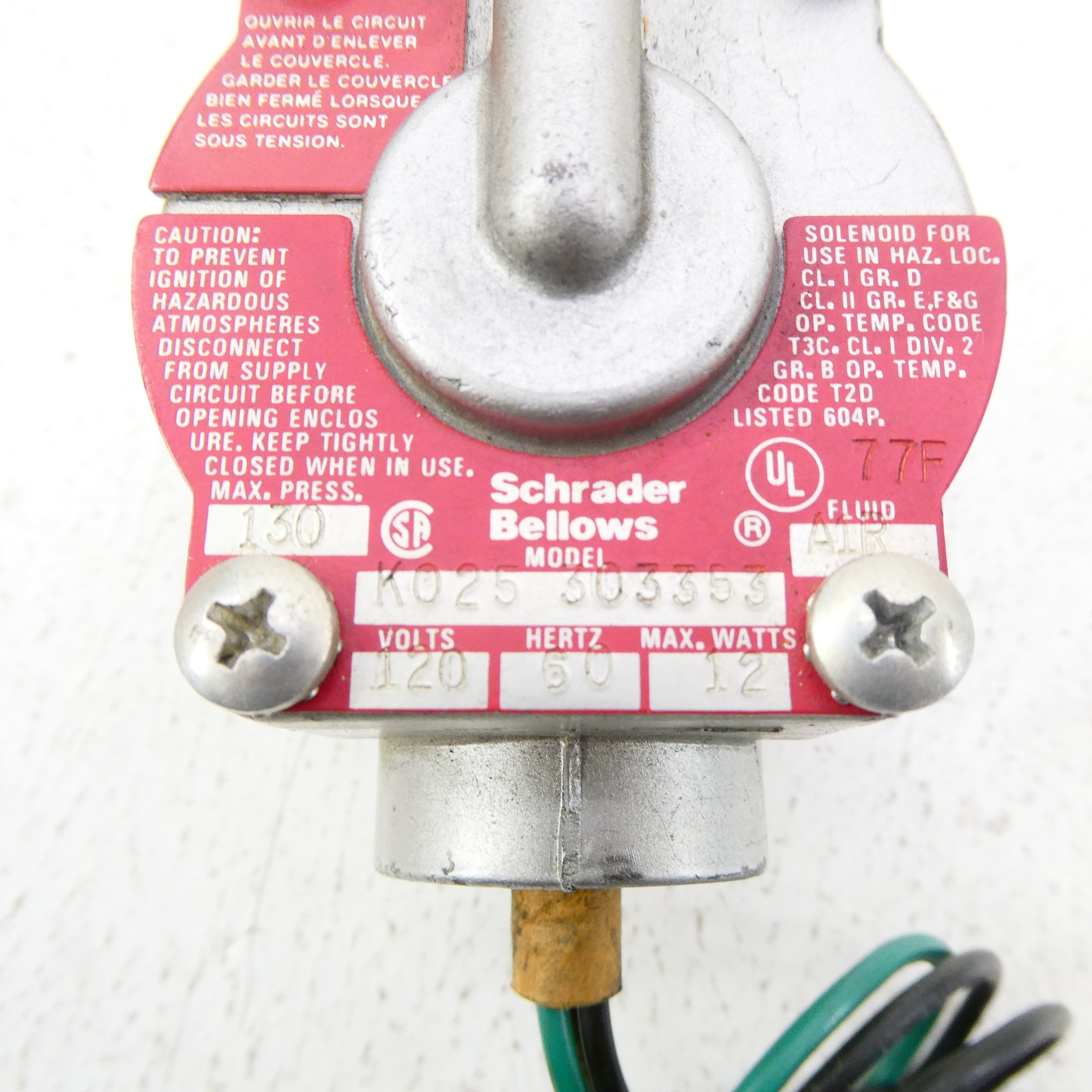 SCHRADER BELLOWS K025303353 120V 130PSI NSNP