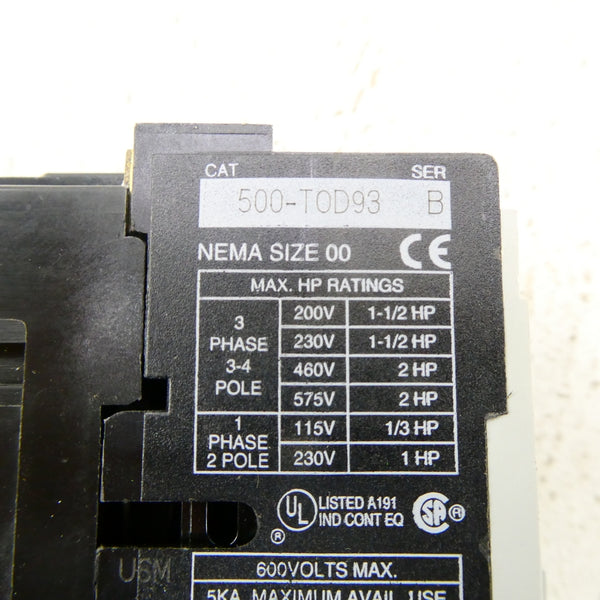 ALLEN BRADLEY 500-TOD93 SER. B 110/115-120V (BR/WH) NSMP
