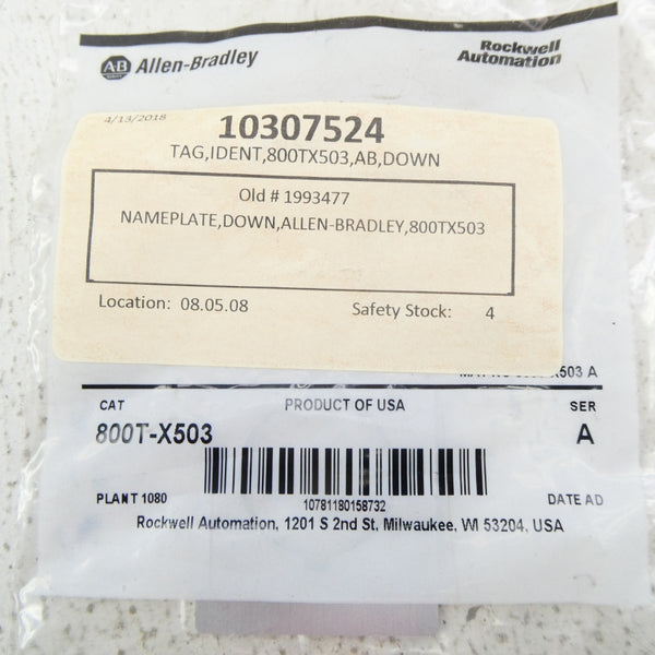 ALLEN BRADLEY 800T-X503 SER. A NSMP
