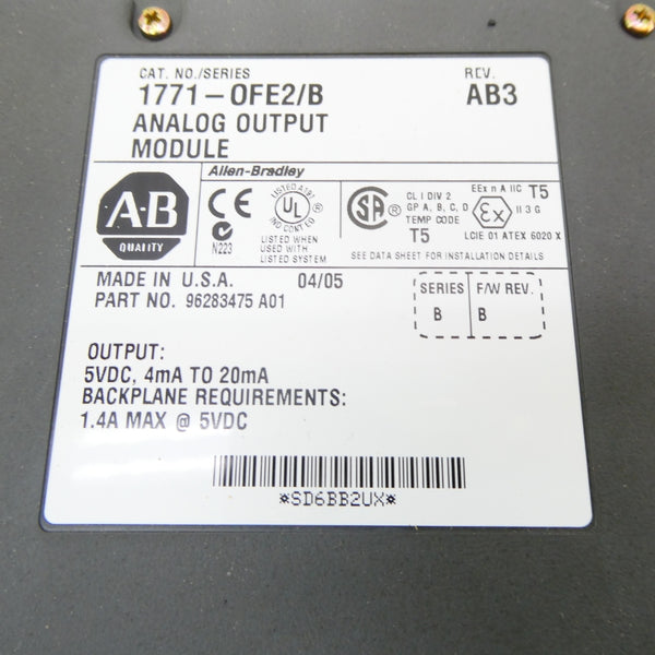 ALLEN BRADLEY 1771-OFE2 SER. B F/W B 5VDC REV. AB3 NSMP