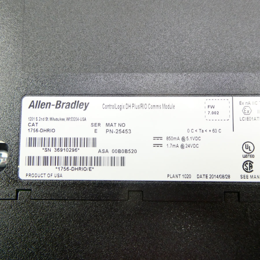 ALLEN BRADLEY 1756-DHRIO SER. E F/W 7.002 24VDC NSMP