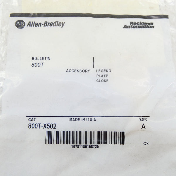 ALLEN BRADLEY 800T-X502 SER. A NSMP