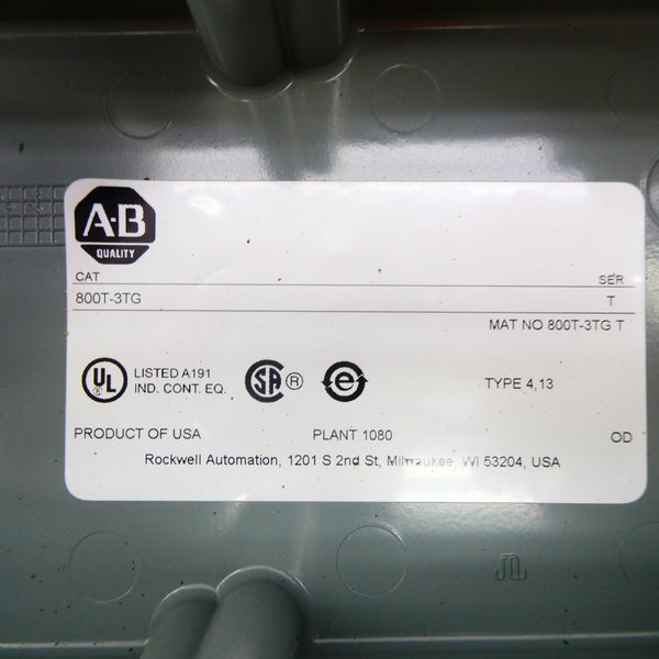 ALLEN BRADLEY 800T-3TG SER. T (BR/WH) NSMP