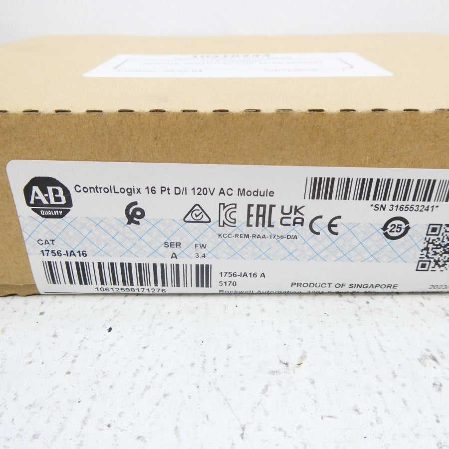ALLEN BRADLEY 1756-IA16 SER. A F/W 3.4 120VAC DATE: 2023 NSFS