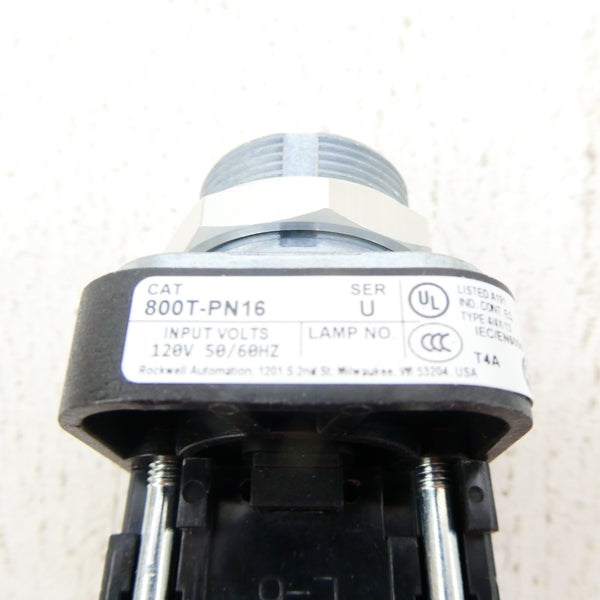 ALLEN BRADLEY 800T-PN16 SER. U 120V (WH) NSMP