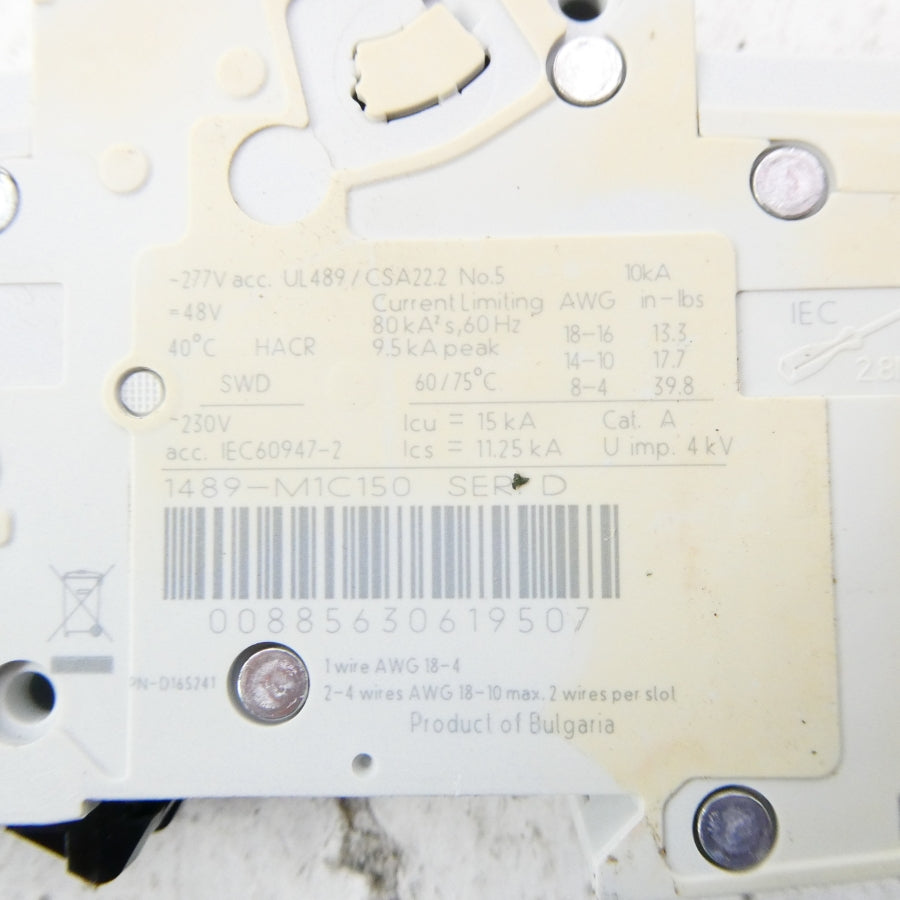 ALLEN BRADLEY 1489-M1C150 SER. D 277VAC 15A (PKG OF 2) NSMP