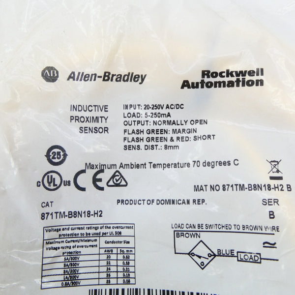 ALLEN BRADLEY 871TM-B8N18-H2 SER. B 20-250VAC/DC NSMP