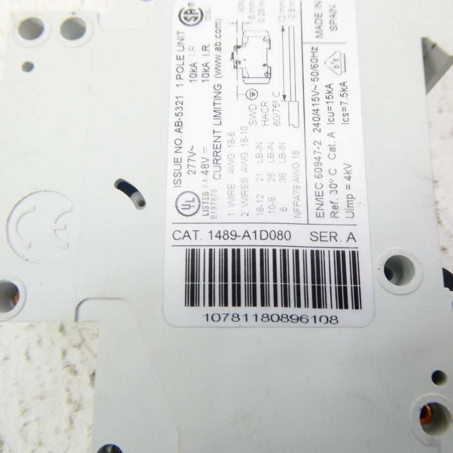 ALLEN BRADLEY 1489-A1D080 SER. A 277V 8A NSNP
