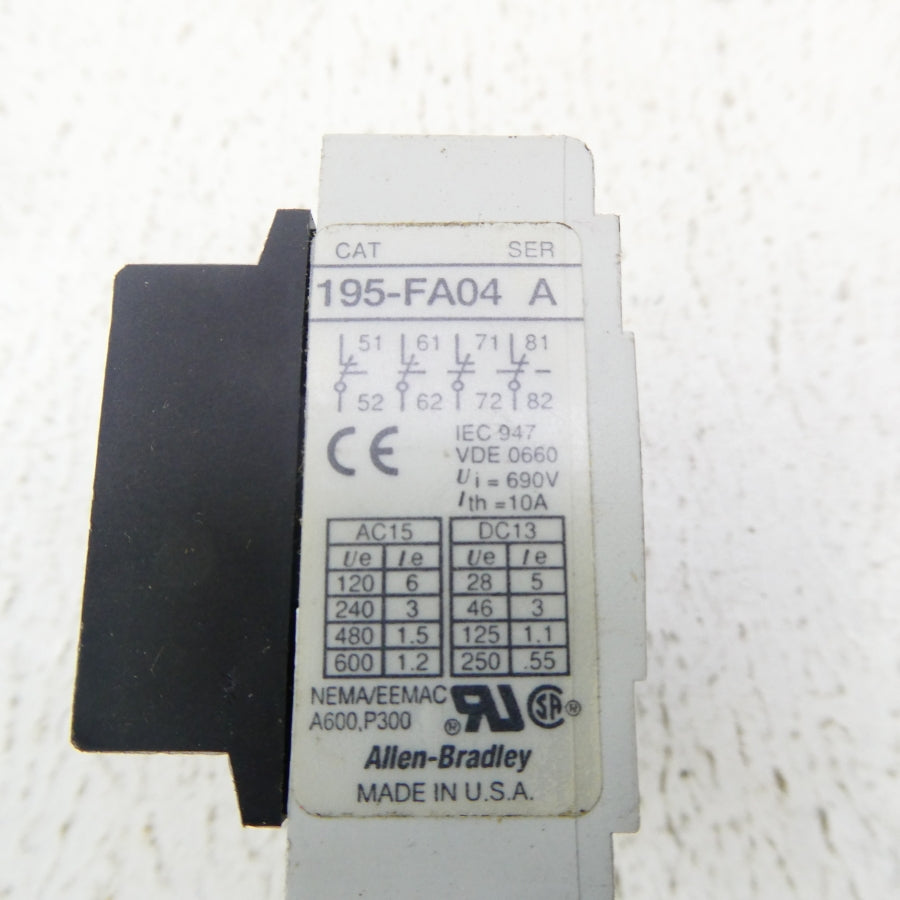 ALLEN BRADLEY 195-FA04 SER. A 600VAC 1.2A (GREY) NSNP