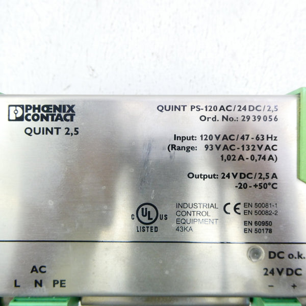 PHOENIX CONTACT QUINTPS-120AC/24DC/2.5 2939056 120VAC NSNP