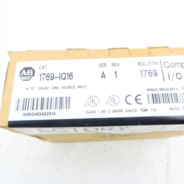 ALLEN BRADLEY 1769-IQ16 SER. A 24VDC DATE: 1999 REV. 1 NSFS