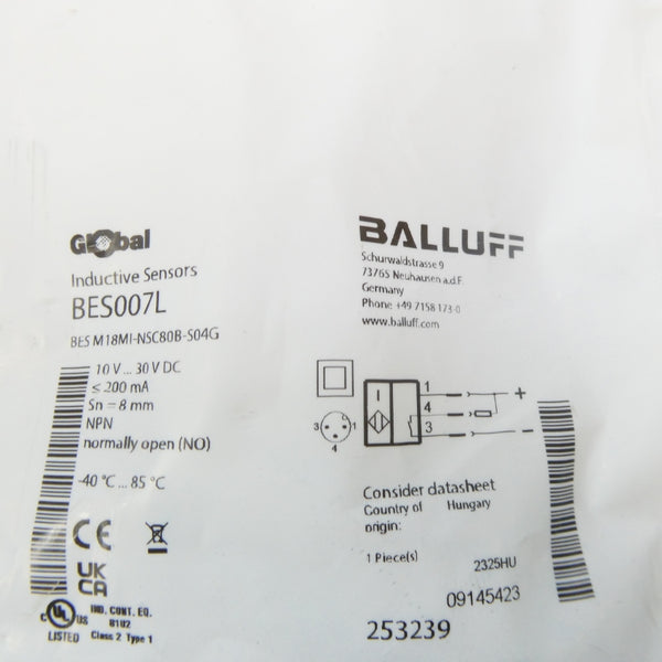 BALLUFF BESM18MI-NSC80B-S04G BES007L 10-30VDC NSMP