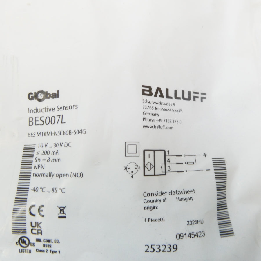 BALLUFF BESM18MI-NSC80B-S04G BES007L 10-30VDC NSMP