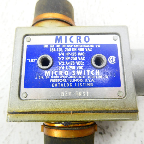 MICRO SWITCH BZE-RNX1 480VAC 15A (GREY) NSNP