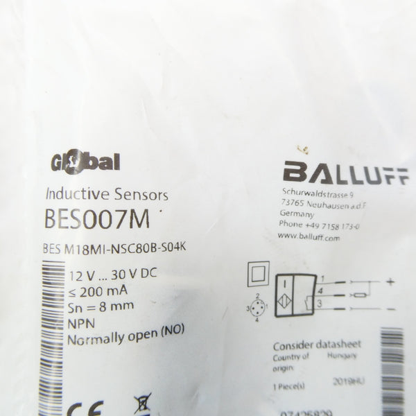 BALLUFF BESM18MI-NSC80B-S04K BES007M 12-30VDC NSMP