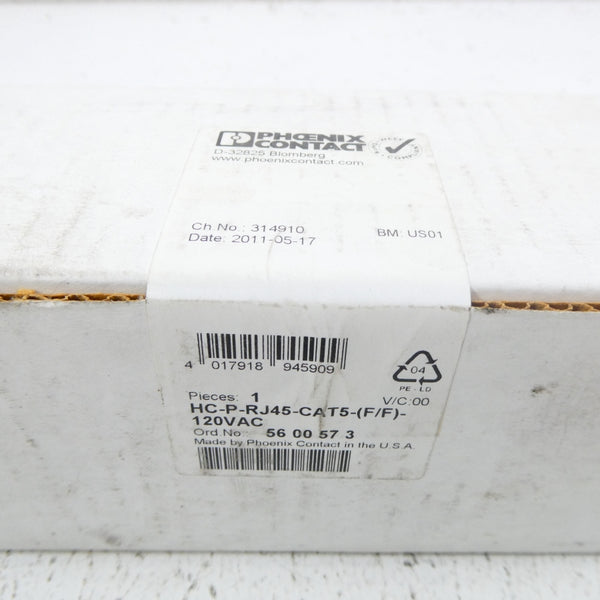 PHOENIX CONTACT HC-P-RJ45-CAT5-(F/F)-120VAC 5600573 NSFS