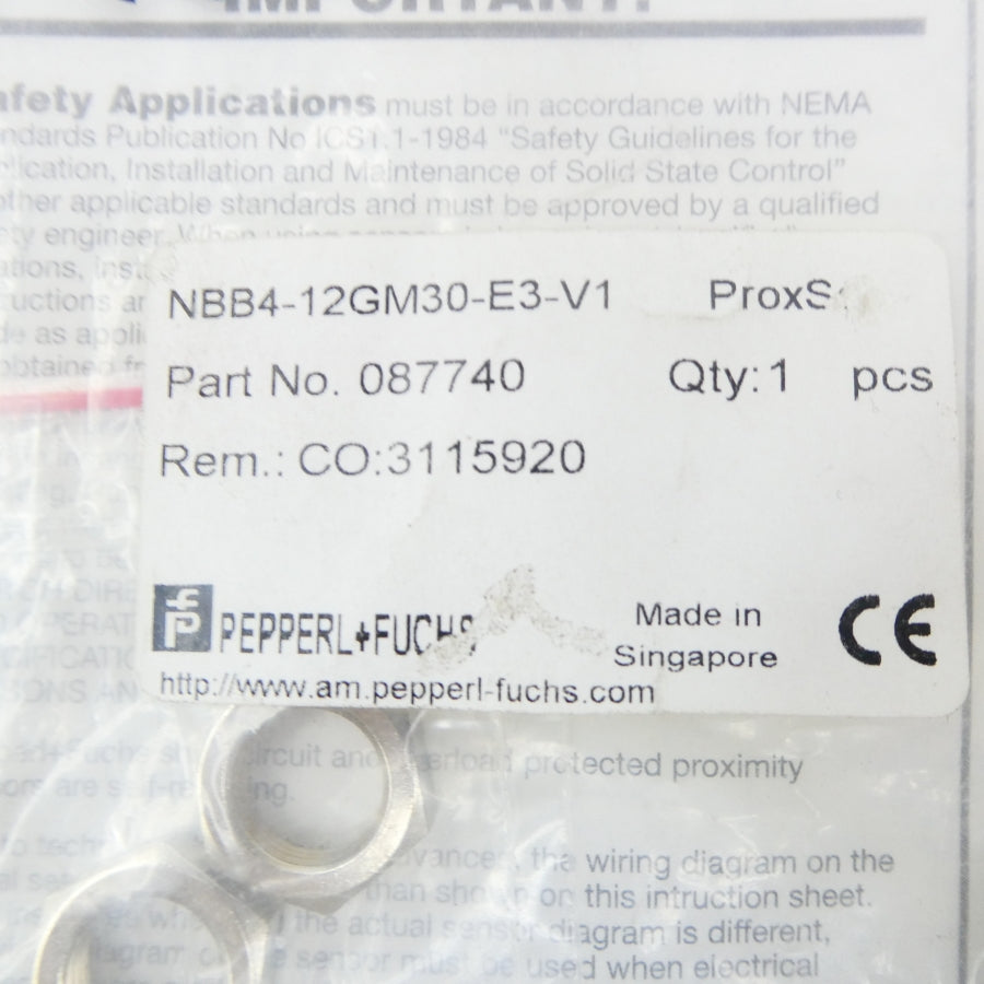 PEPPERL+FUCHS NBB4-12GM30-E3-V1 087740 NSMP