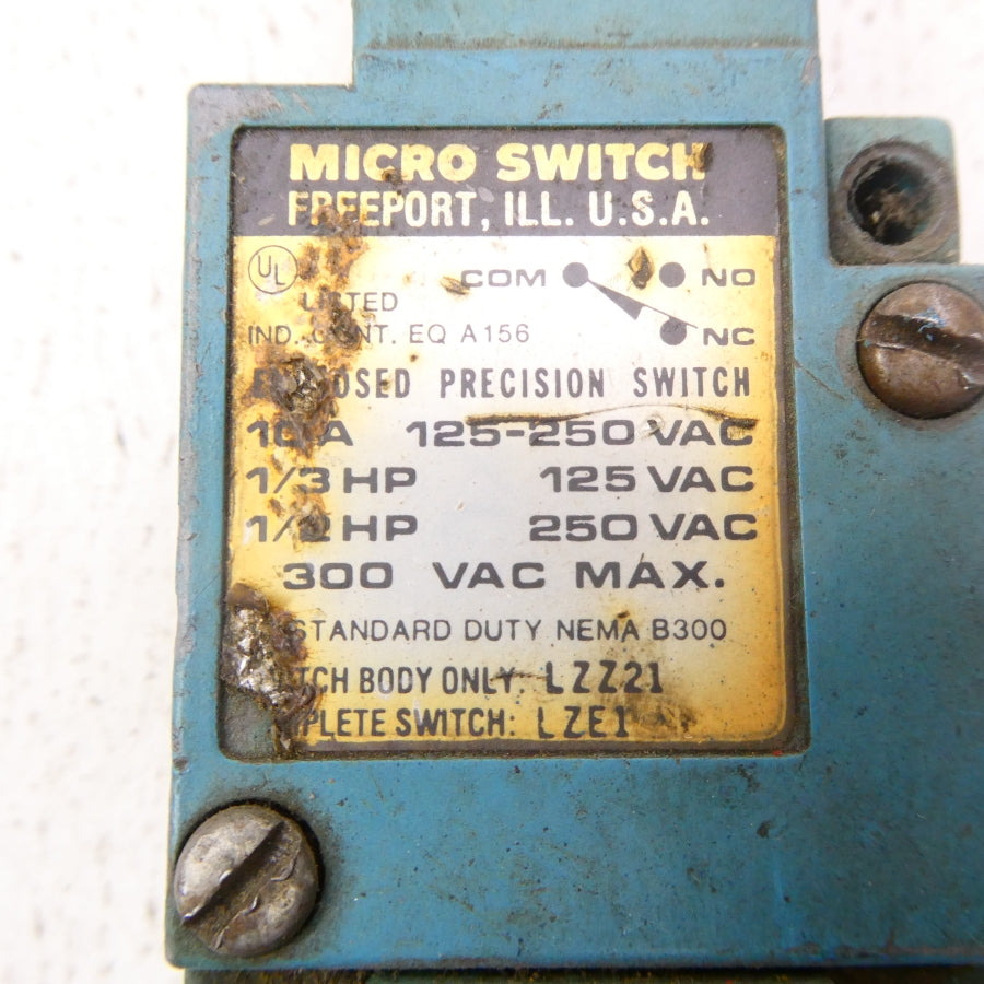 MICRO SWITCH LZE1 125-250VAC 10A UNMP