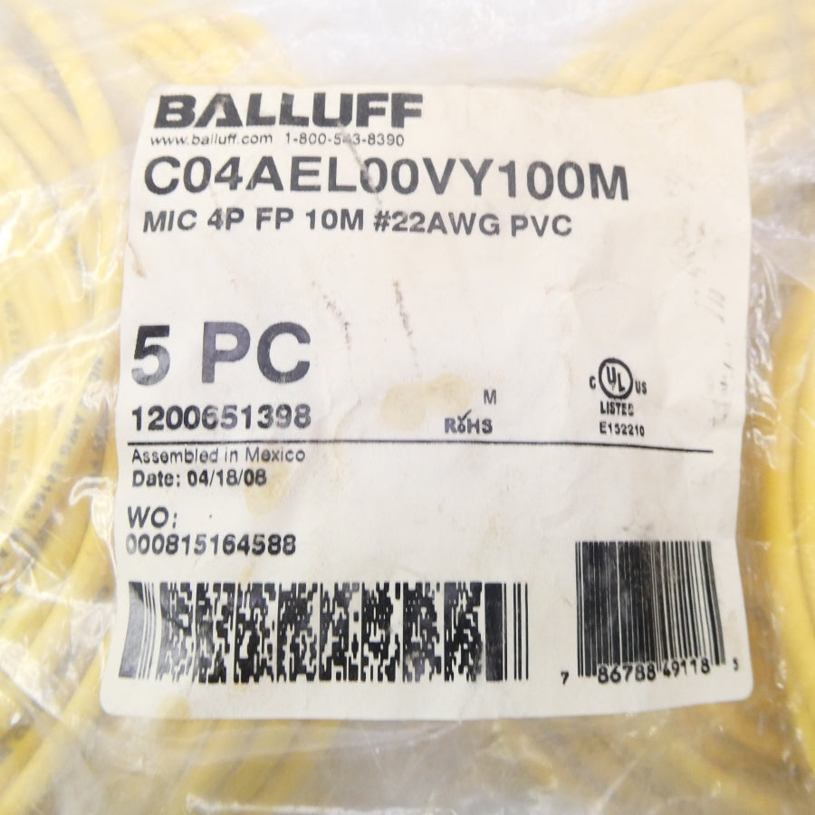 BALLUFF C04AEL00VY100M 1200651398 (PKG OF 5) NSMP