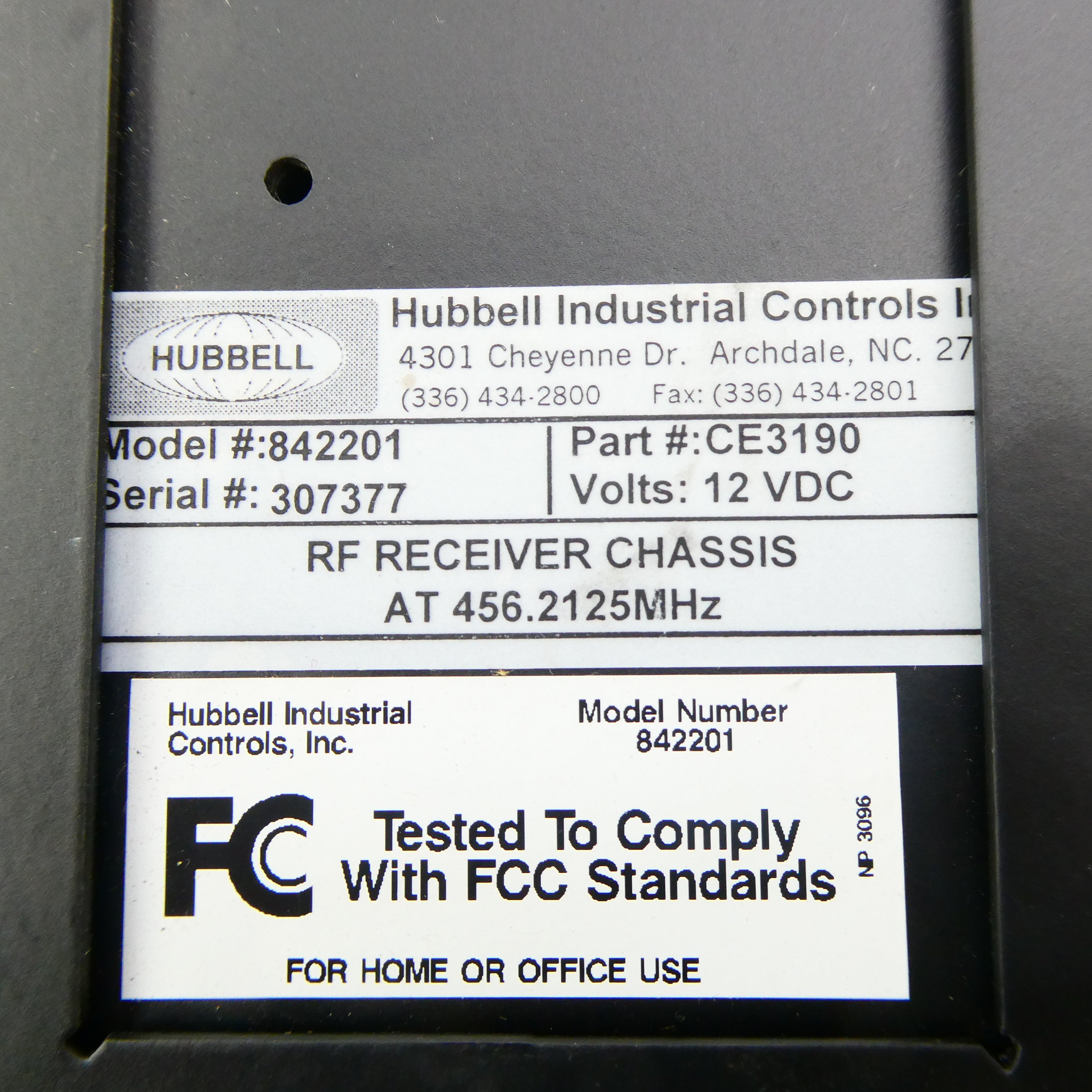 HUBBELL CE3190 842201 12VDC NSNP