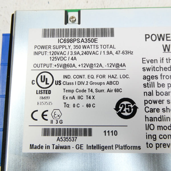 GE FANUC IC698PSA350E 120/240VAC 1.9/3.9A UNMP