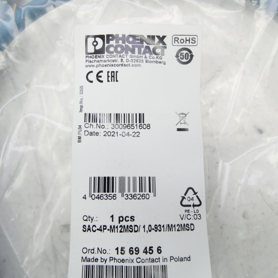 PHOENIX CONTACT SAC-4P-M12MSD/1.0-931/M12MSD 1569456 NSMP