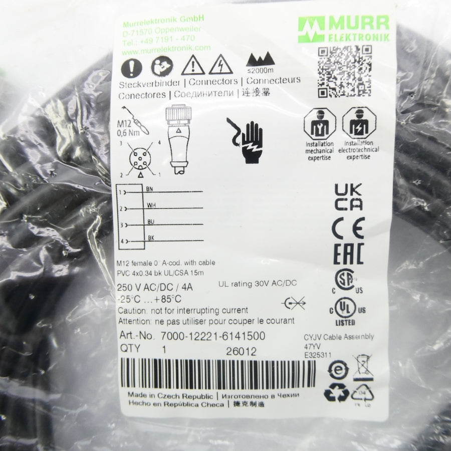 MURR ELEKTRONIK 7000-12221-6140500 250VAC/DC 4A 15M NSMP