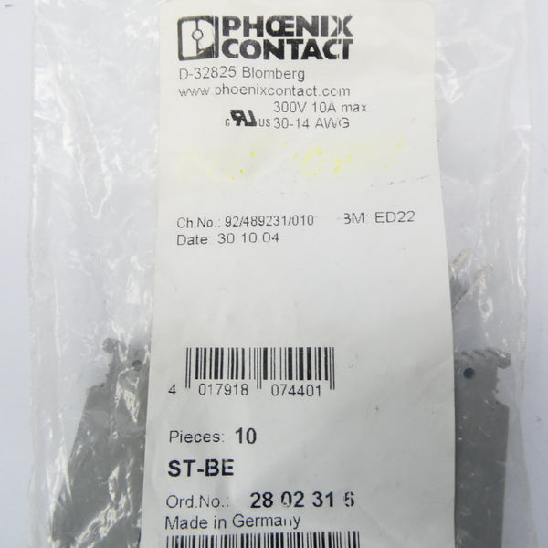 PHOENIX CONTACT ST-BE 2802316 300V 10A (PKG OF 4) NSMP