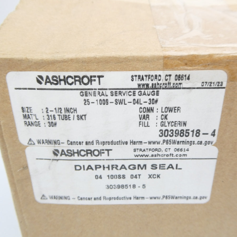 ASHCROFT 25-1009-SWL-04L-30# 30PSI 2-1/2" NSMP