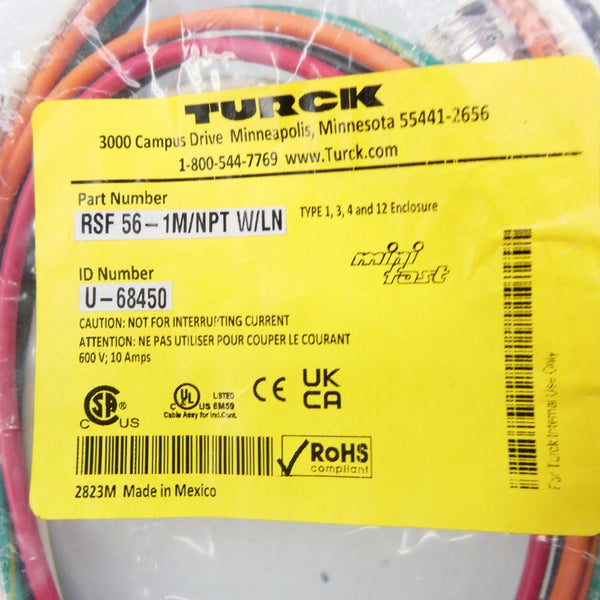 TURCK RSF56-1M/NPTW/LN U-68450 600V 10A NSMP