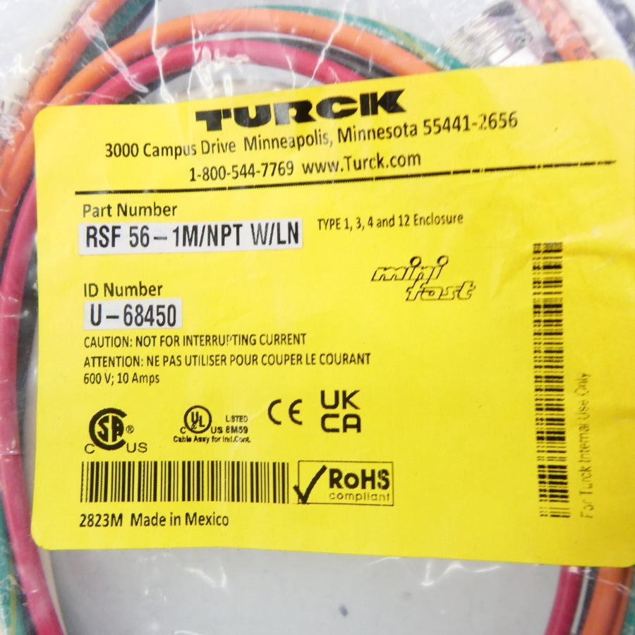 TURCK RSF56-1M/NPTW/LN U-68450 600V 10A NSMP