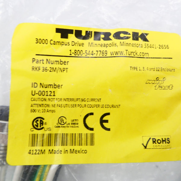 TURCK RKF36-2M/NPT U-00121 600V 10A NSMP