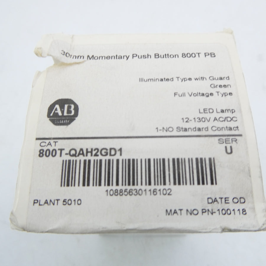 ALLEN BRADLEY 800T-QAH2GD1 SER. U 12-130VAC/DC (WH) NSFS