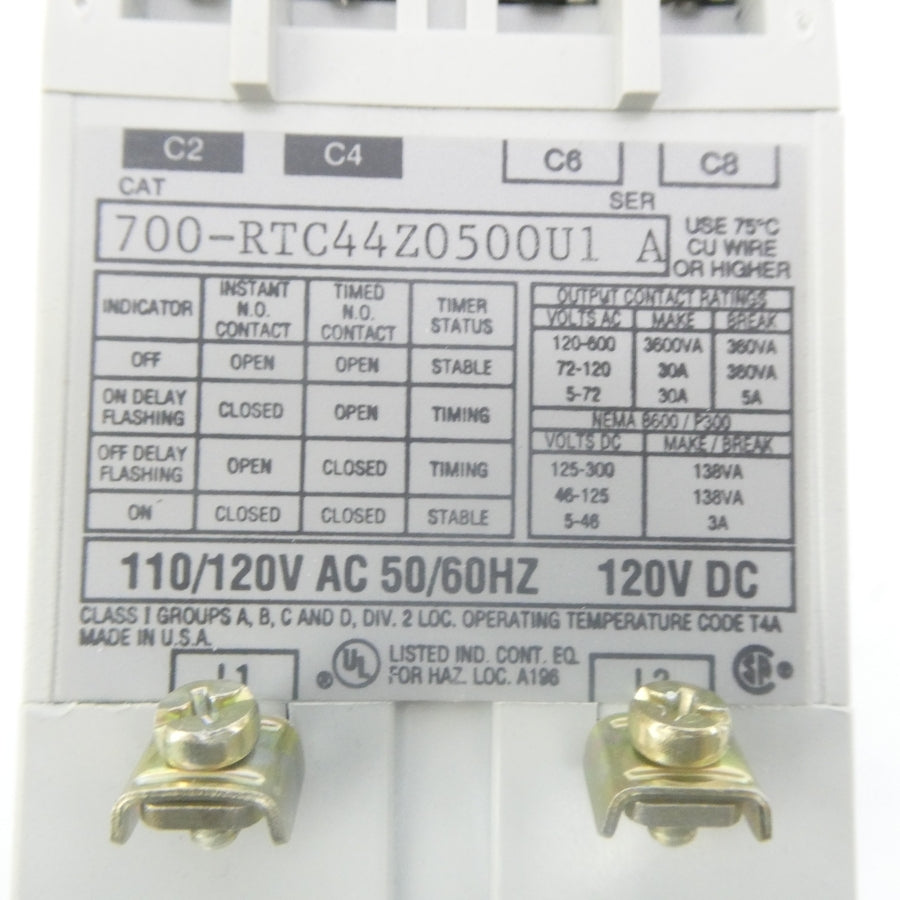 ALLEN BRADLEY 700-RTC44Z0500U1 SER. A 110/120V NSNP