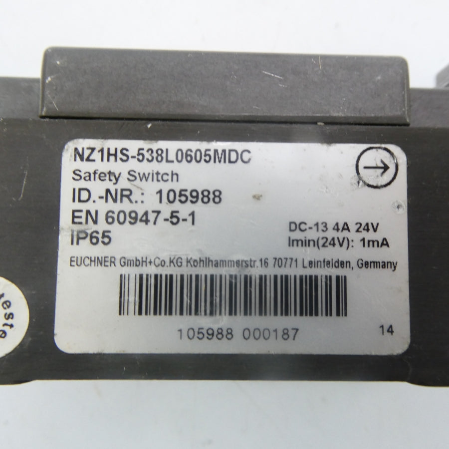 EUCHNER NZ1HS-538L0605MDC 105988 24VDC 4A (AS PICTURED1) NSNP