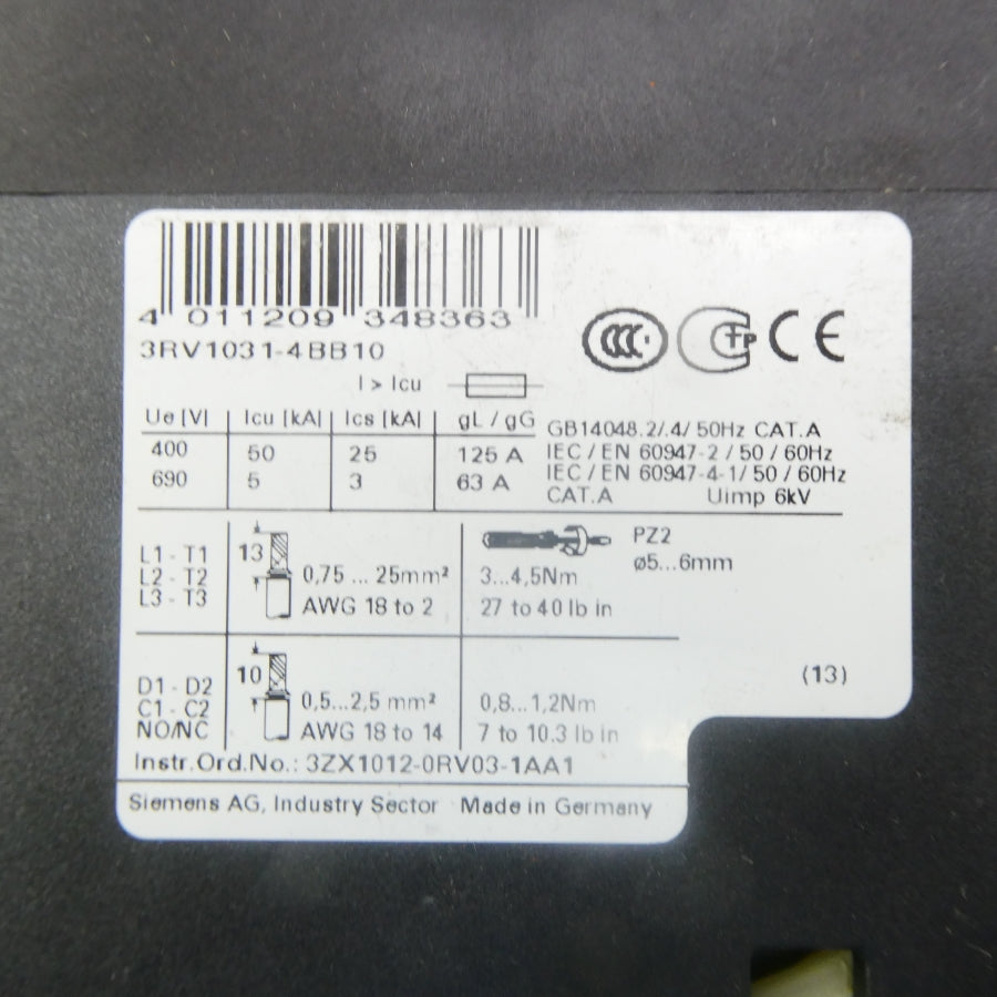 SIEMENS 3RV1031-4BB10 690V 14-20A NSNP